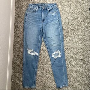 American Eagle Outfitters Blue Distressed Mom Jeans